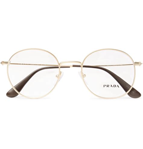 Prada: Black & Gold Round Glasses 